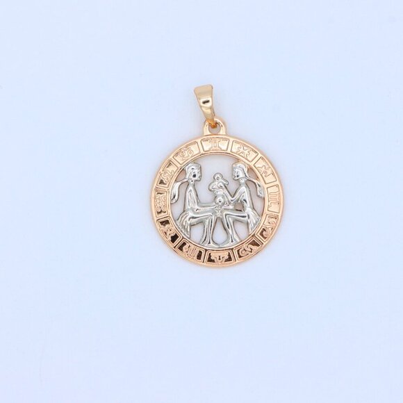 "Rose Gold Gemini Zodiac Pendant with Twin Motif and Symbol Circle, XPPT1447 - Picture 11 of 13